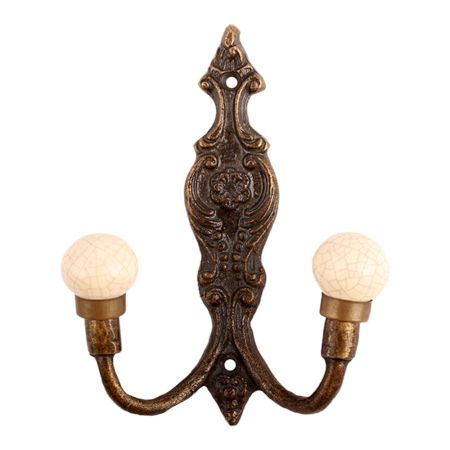 Cream Crackle Ceramic Iron Hooks